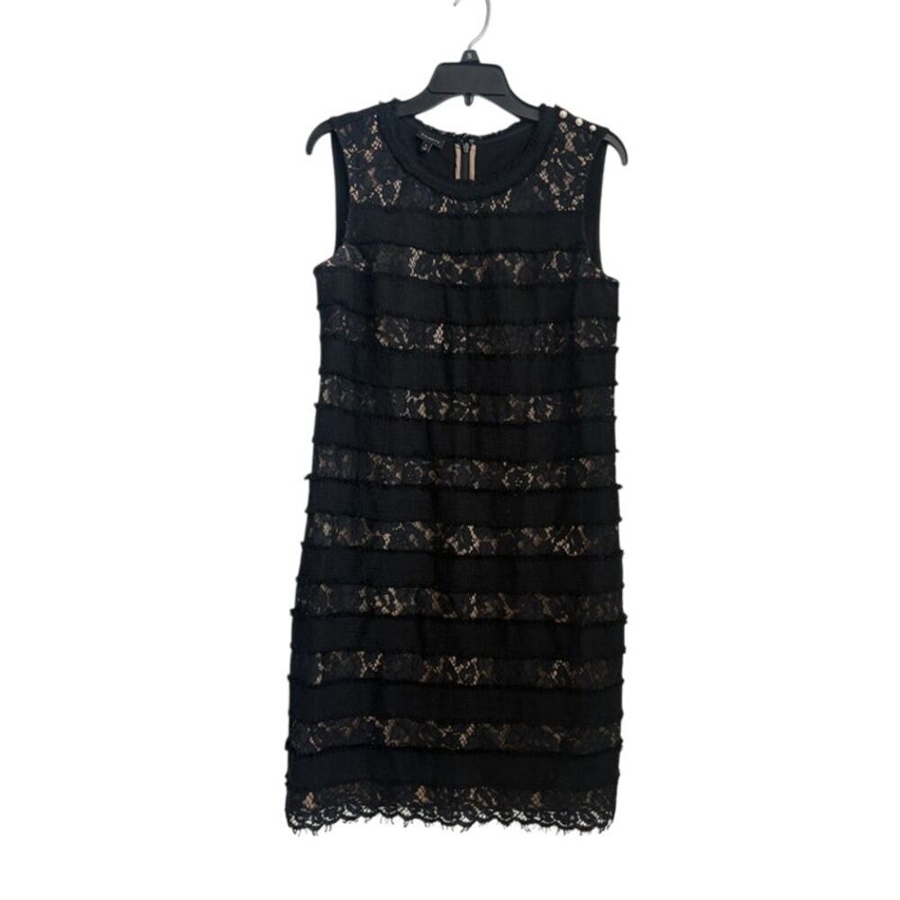 Talbots Womens Black Lace and Tweed Midi Dress Size 8